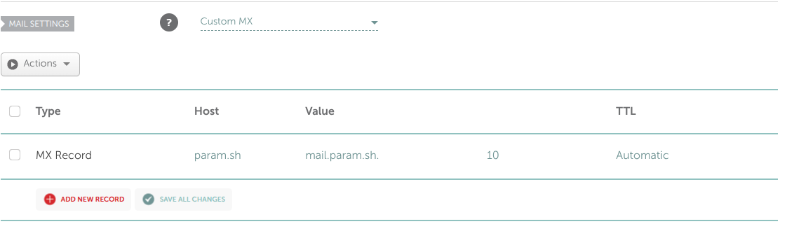 MX Record for param.sh