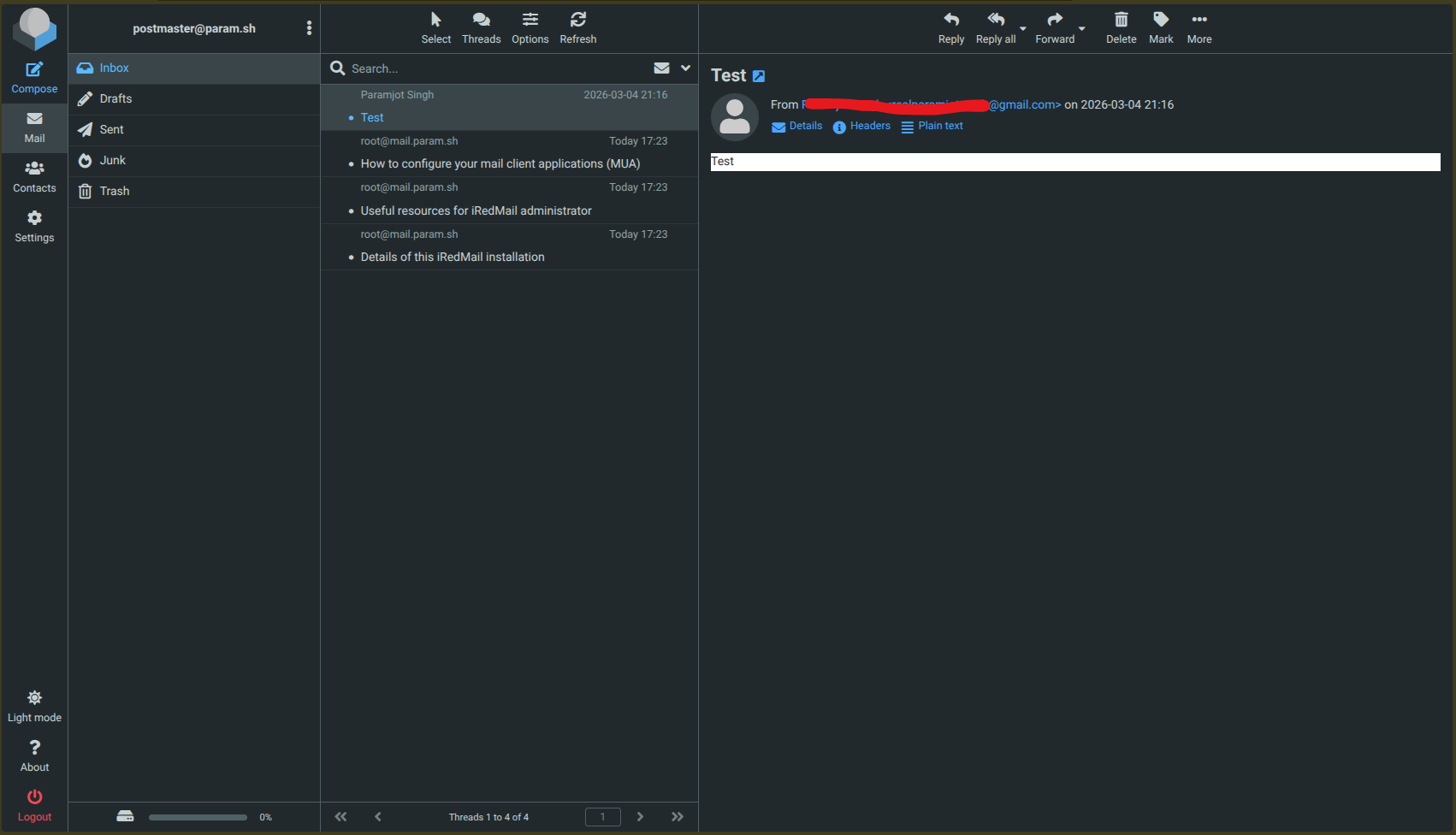 Successfully mail received from Gmail