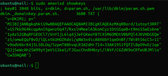 DKIM keys auto-generated by iRedMail