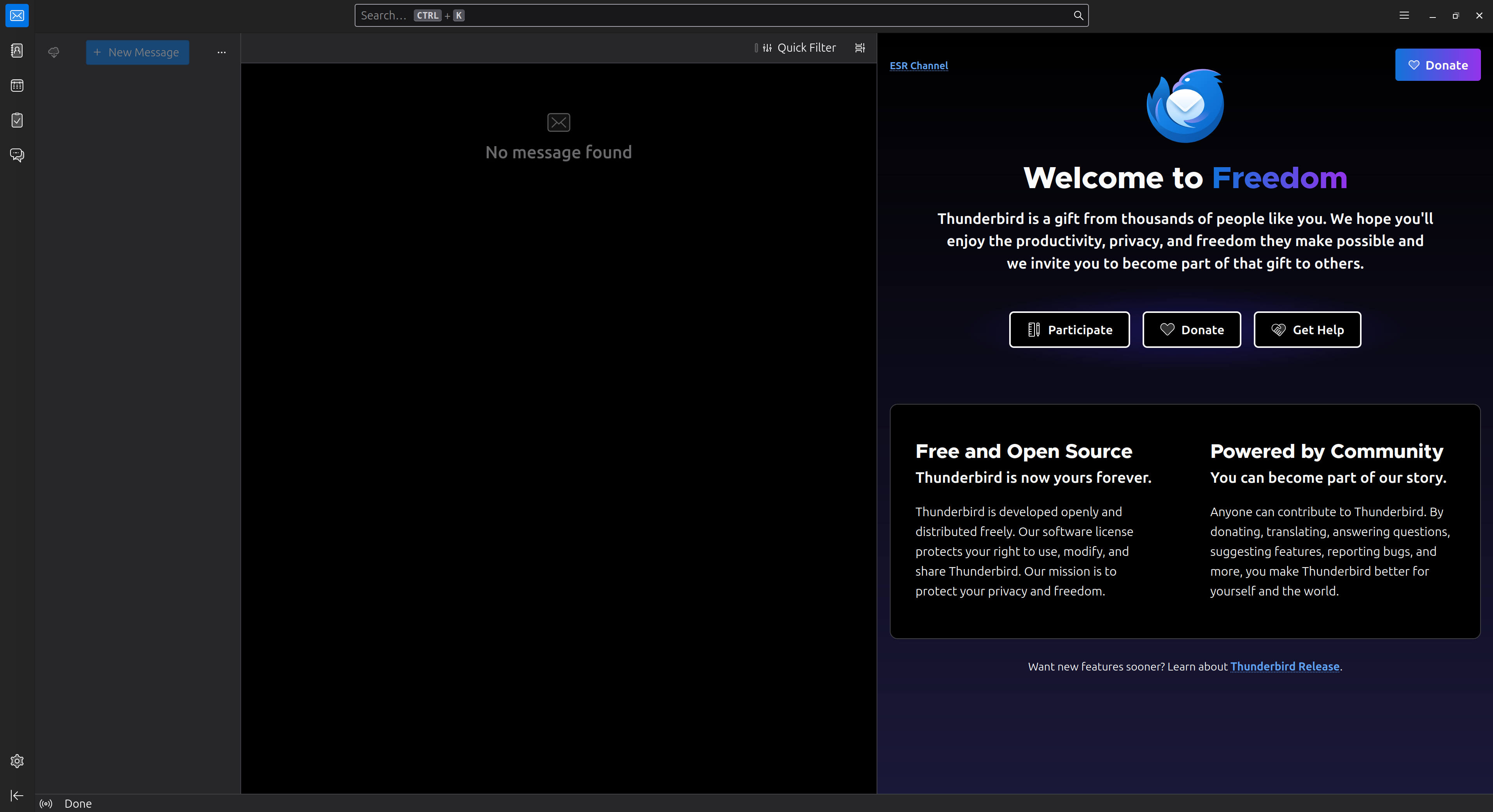 Thunderbird: First Boot