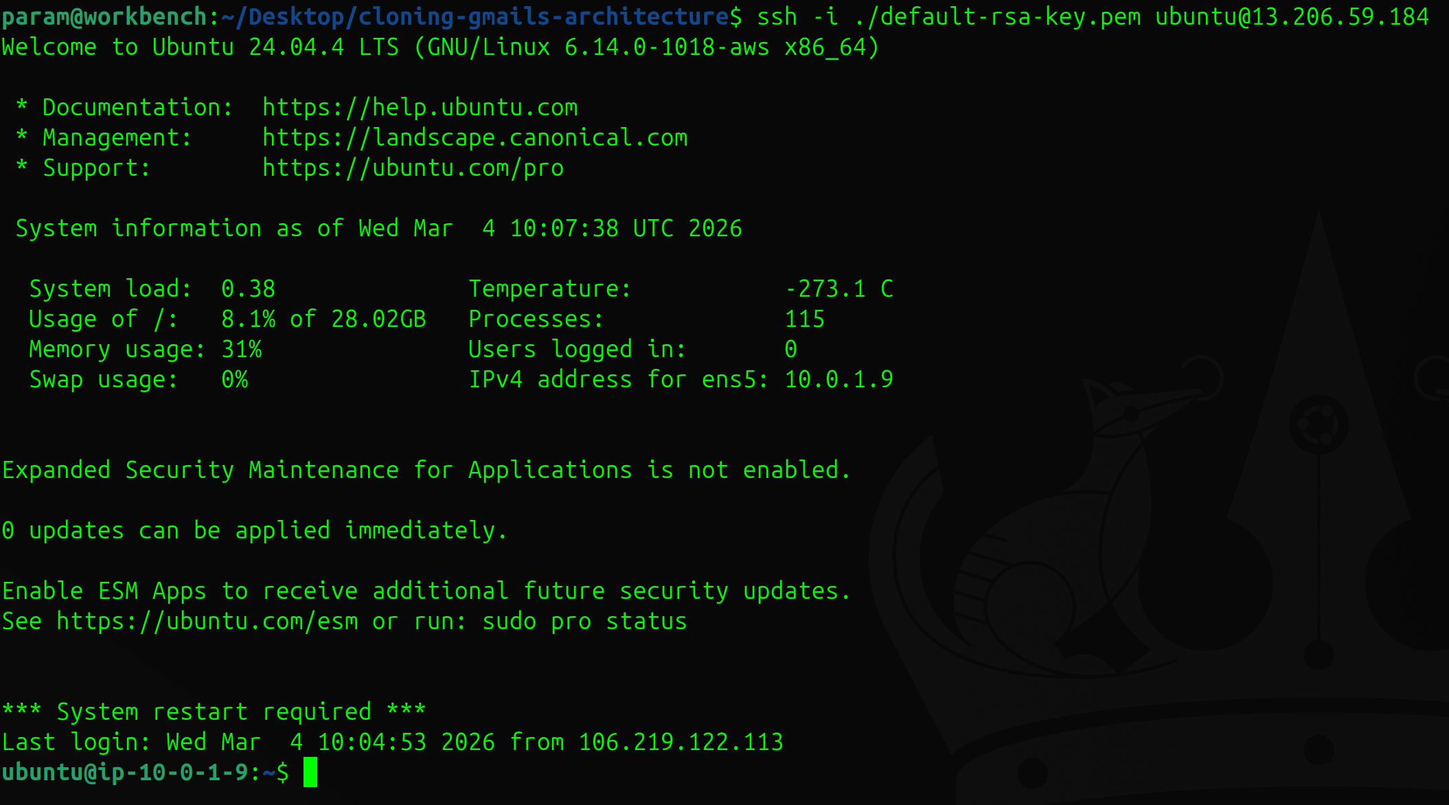 Connected to the EC2 Instance